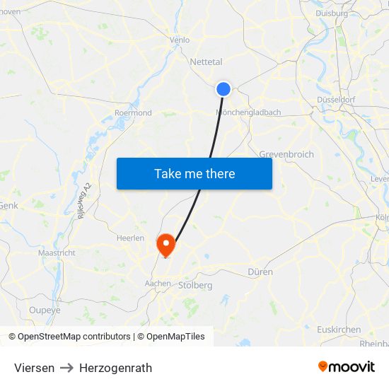 Viersen to Herzogenrath map