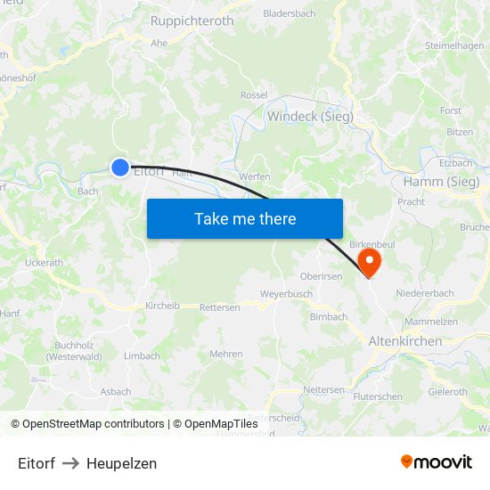 Eitorf to Heupelzen map
