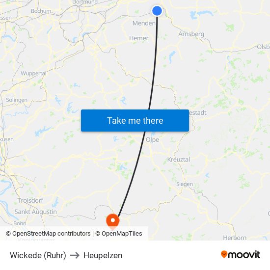 Wickede (Ruhr) to Heupelzen map