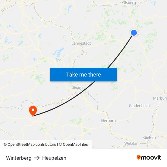 Winterberg to Heupelzen map