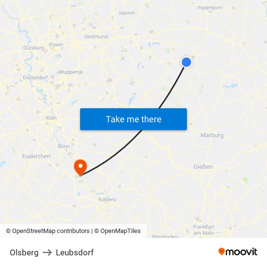 Olsberg to Leubsdorf map