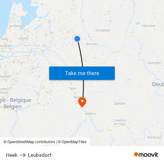 Heek to Leubsdorf map