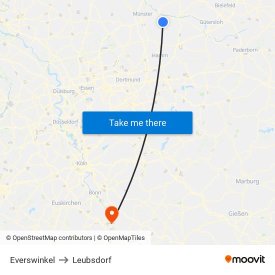 Everswinkel to Leubsdorf map