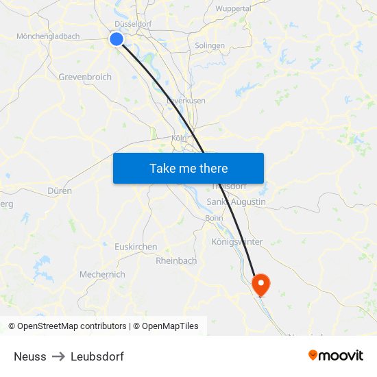 Neuss to Leubsdorf map