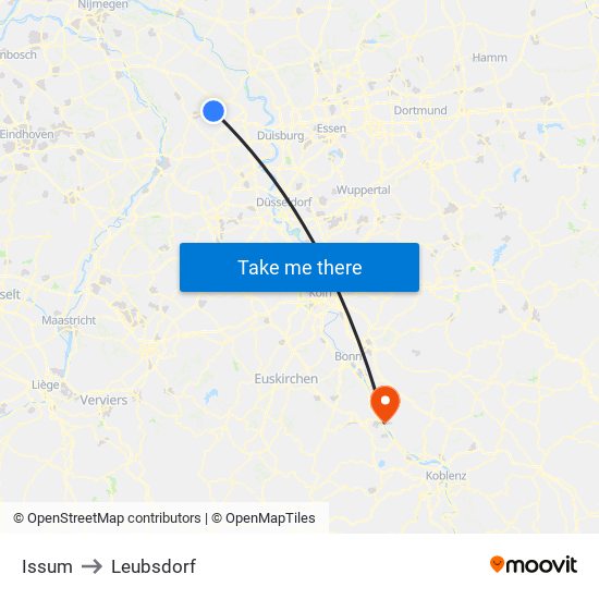 Issum to Leubsdorf map