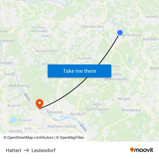 Hattert to Leutesdorf map