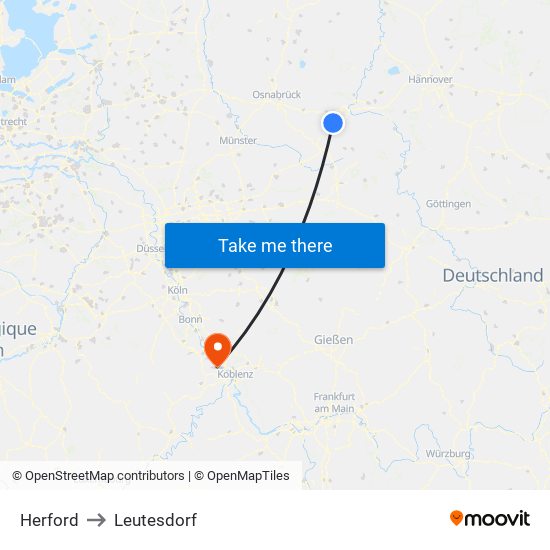 Herford to Leutesdorf map