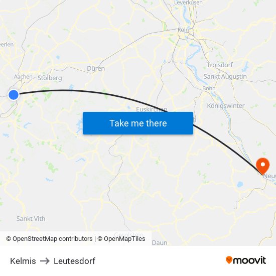 Kelmis to Leutesdorf map