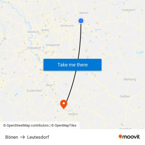 Bönen to Leutesdorf map