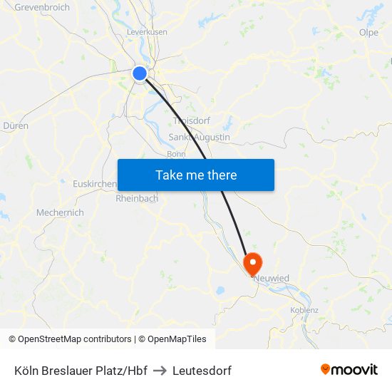 Köln Breslauer Platz/Hbf to Leutesdorf map