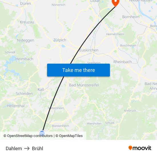 Dahlem to Brühl map