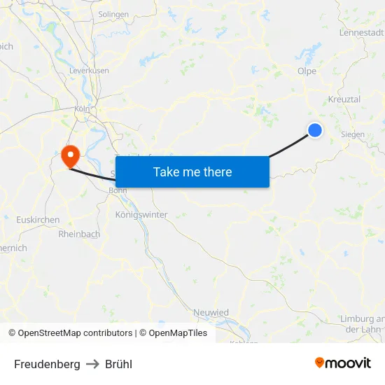Freudenberg to Brühl map