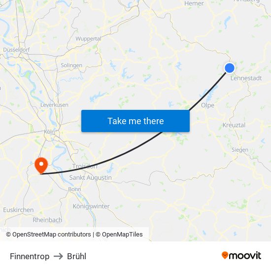 Finnentrop to Brühl map