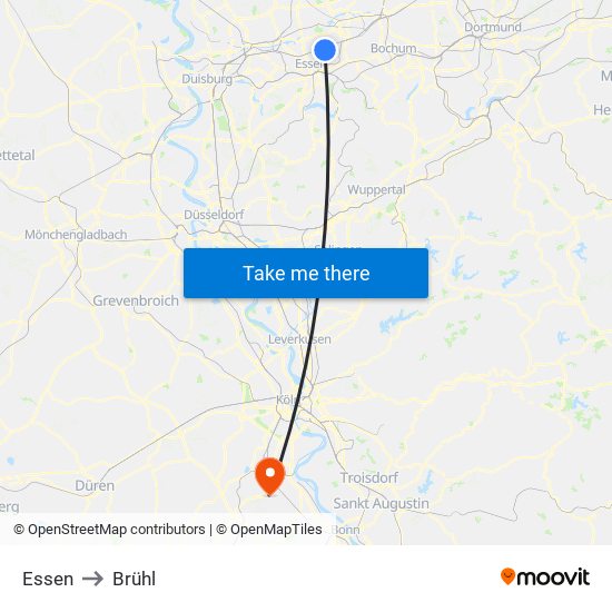 Essen to Brühl map