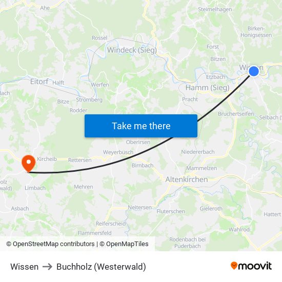 Wissen to Buchholz (Westerwald) map