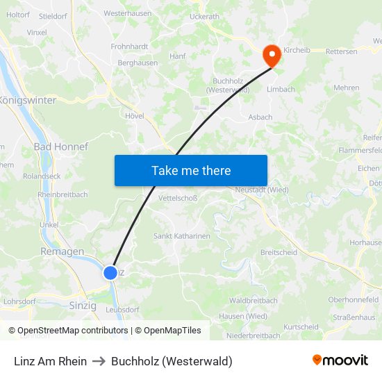 Linz Am Rhein to Buchholz (Westerwald) map