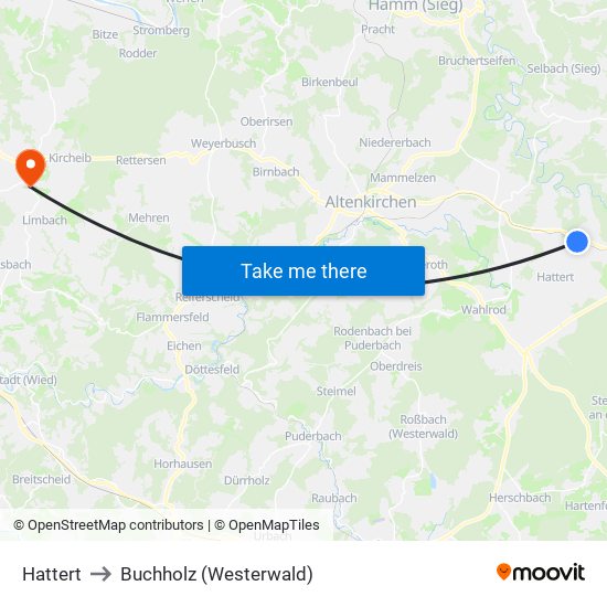 Hattert to Buchholz (Westerwald) map