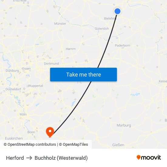 Herford to Buchholz (Westerwald) map