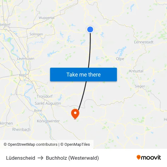 Lüdenscheid to Buchholz (Westerwald) map