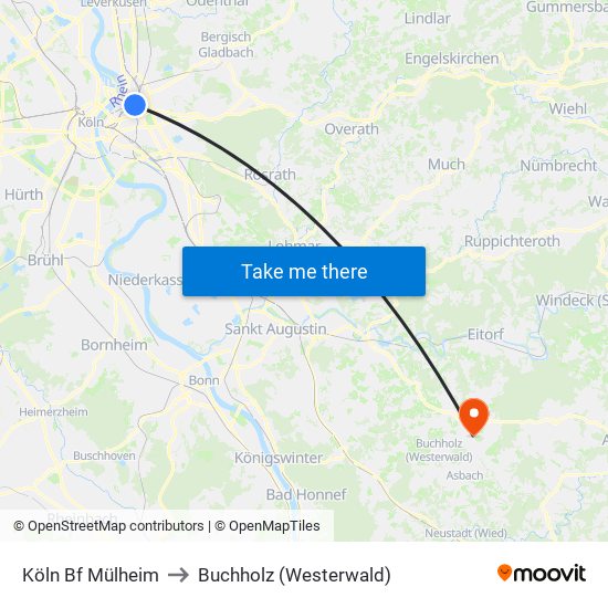 Köln Bf Mülheim to Buchholz (Westerwald) map