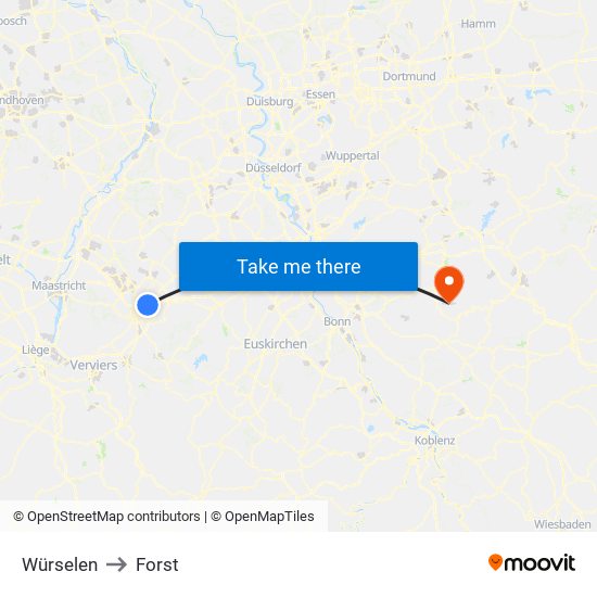 Würselen to Forst map