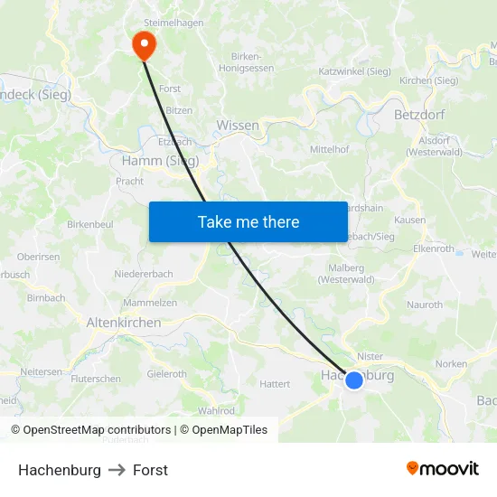 Hachenburg to Forst map