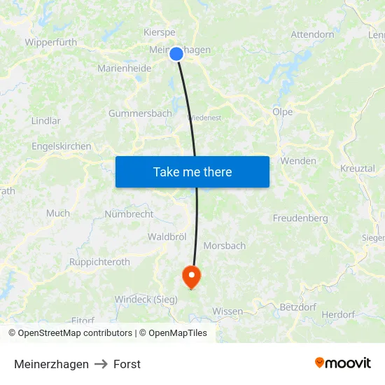 Meinerzhagen to Forst map