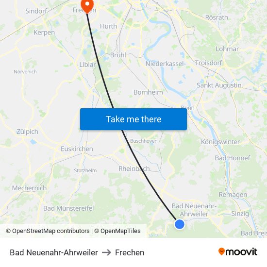 Bad Neuenahr-Ahrweiler to Frechen map