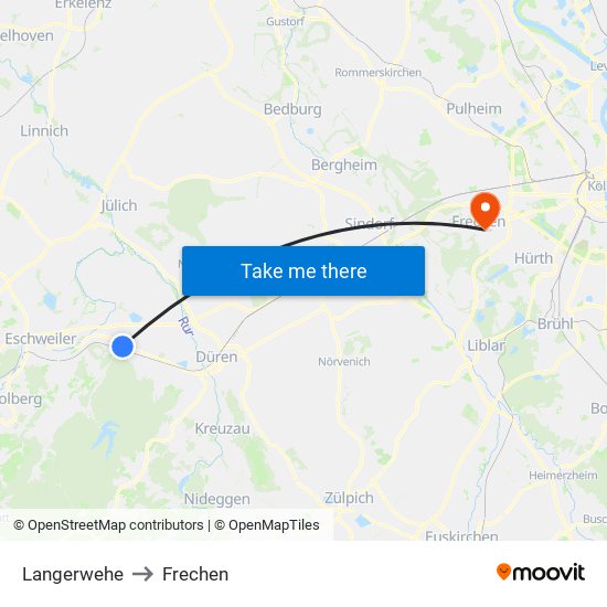 Langerwehe to Frechen map