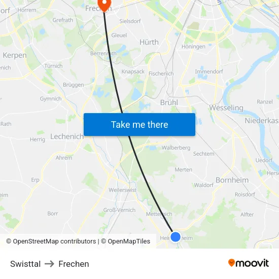 Swisttal to Frechen map