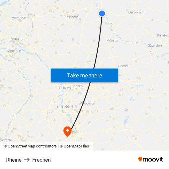 Rheine to Frechen map