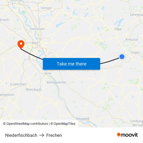 Niederfischbach to Frechen map