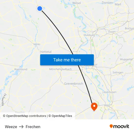 Weeze to Frechen map