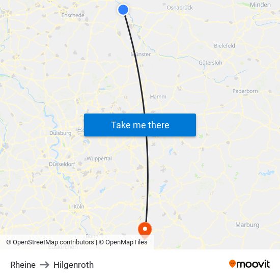 Rheine to Hilgenroth map