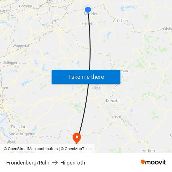 Fröndenberg/Ruhr to Hilgenroth map