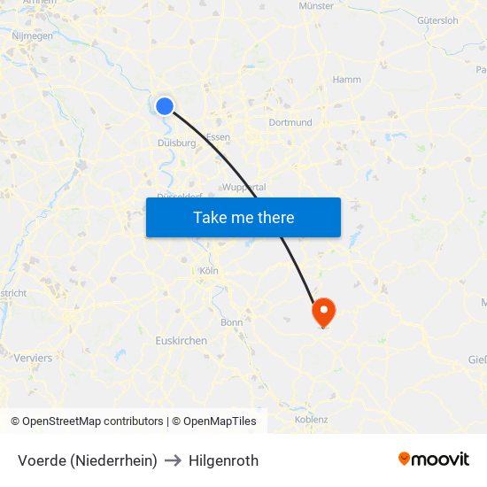 Voerde (Niederrhein) to Hilgenroth map