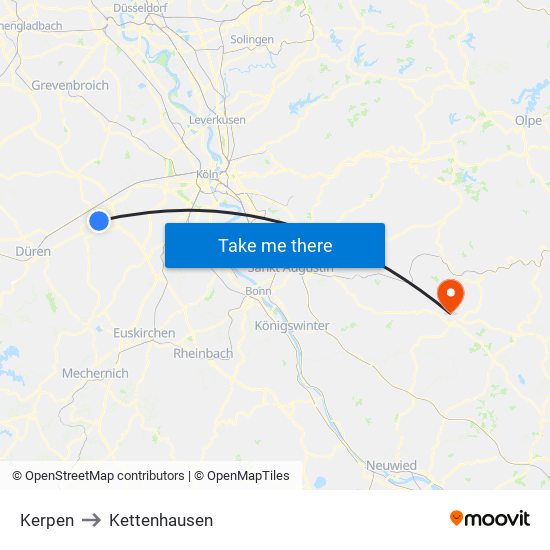 Kerpen to Kettenhausen map