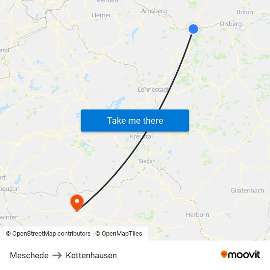 Meschede to Kettenhausen map