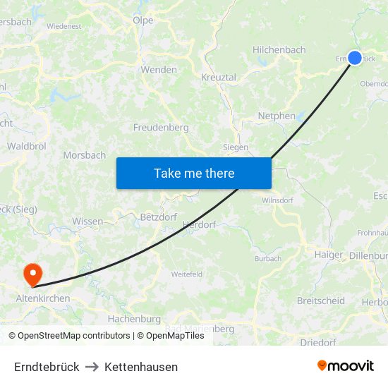 Erndtebrück to Kettenhausen map