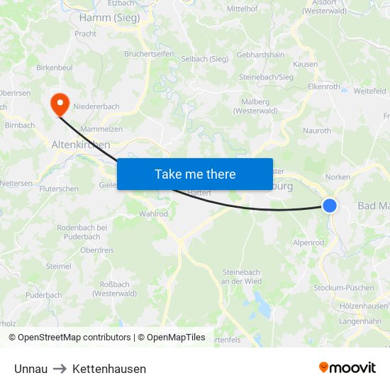 Unnau to Kettenhausen map