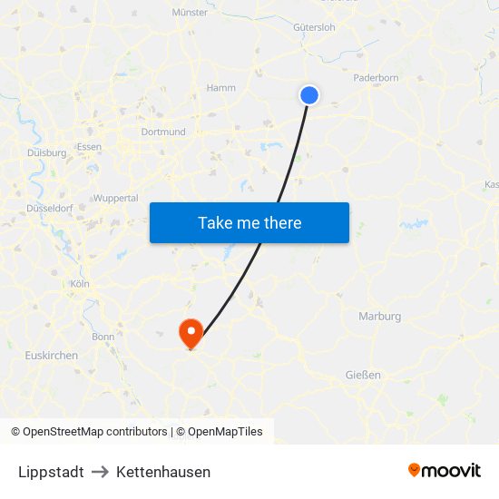 Lippstadt to Kettenhausen map