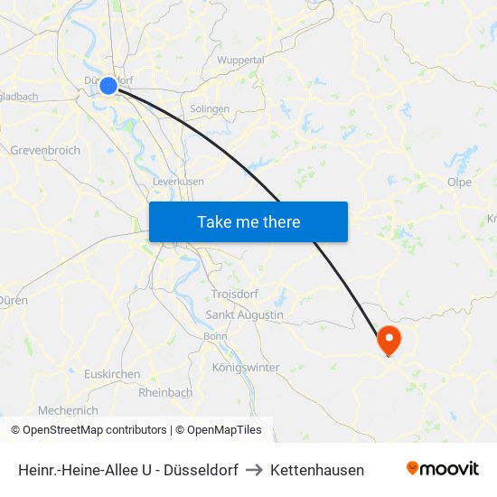 Heinr.-Heine-Allee U - Düsseldorf to Kettenhausen map