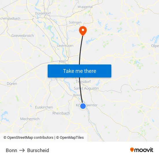 Bonn to Burscheid map