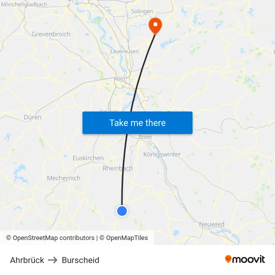 Ahrbrück to Burscheid map