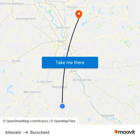 Altenahr to Burscheid map