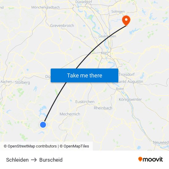 Schleiden to Burscheid map