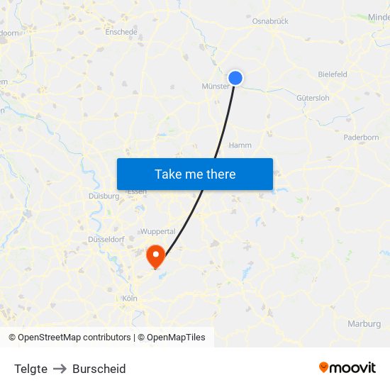 Telgte to Burscheid map