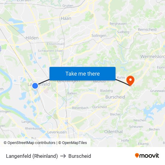 Langenfeld (Rheinland) to Burscheid map