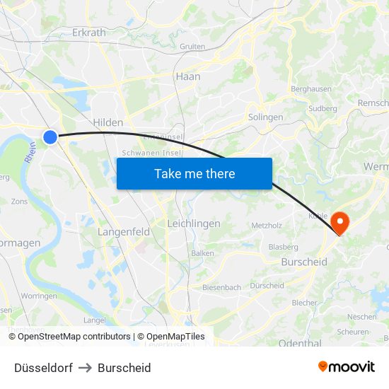 Düsseldorf to Burscheid map