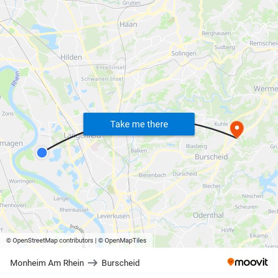 Monheim Am Rhein to Burscheid map